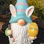 Zaer Ltd. International Set of 2 Easter Garden Gnome Couple with Bunny Ears and Painted Eggs ZR218020-SET View 2