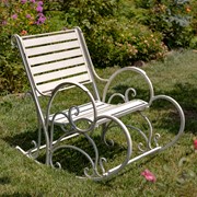 Zaer Ltd. International "Monte Carlo 1968" Iron Rocking Arm Chair in Antique White ZR821302-AW View 2