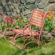 Zaer Ltd. International "Monte Carlo 1968" Iron Rocking Arm Chair in Flamingo Pink ZR821302-PK View 2