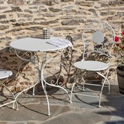 Zaer Ltd. International "Le Chardenoux 1908" Three Piece Metal Bistro Set in Antique White ZR200502-3-AW View 2