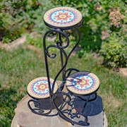 Zaer Ltd. International "Phoenix" Three-Tier Mosaic Plant Stand ZR852510 View 2