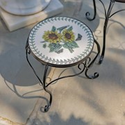 Zaer Ltd. International "Marisol" Set of 2 Round Iron Mosaic Plant Stands with Hand Painted Sunflowers ZR842953 View 2