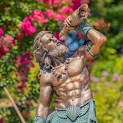 Zaer Ltd. International Pre-Order: 52" Tall Magnesium Merman Garden Statue w/ Seashell Spyglass "Peter" ZR343252-BZ View 2