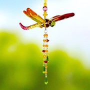 Zaer Ltd. International Five Tone Acrylic Dragonfly Ornaments with Beaded Tassel in 6 Assorted Color ZR520617 View 2