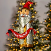 Zaer Ltd. International 25.5" Tall Galvanized Santa Claus Figurine with Merry Christmas Sash ZR191188 View 2