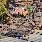 Zaer Ltd. International Pre-Order: Two Tier Iron Flower Push Cart in Antique Bronze "Odesa 1794" ZR160260-BZ View 2