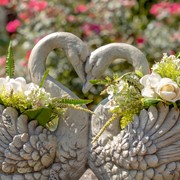 Zaer Ltd International Pre-Order: 13.78" Tall Kissing Swan Couple Planter "Kurt and Goldie" ZR204710 View 2