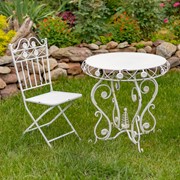 Zaer Ltd. International "Copenhagen 1843" Three Piece Bistro Set with Aster Flower Accents in Ant. White ZR200518-9-AW View 2