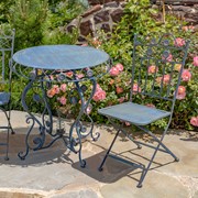 Zaer Ltd. International "Copenhagen 1843" Three Piece Bistro Set with Aster Flower Accent in Cobalt Blue ZR200518-9-BL View 2