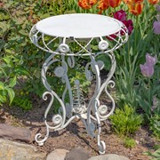 Zaer Ltd. International 25.2" Tall Round Iron Table with Aster Flower Accents "Copenhagen 1843" ZR200520-AW View 2