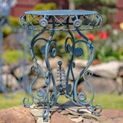 Zaer Ltd. International 25.2" Tall Round Iron Table with Aster Flower Accents "Copenhagen 1843" ZR200520-BL View 2