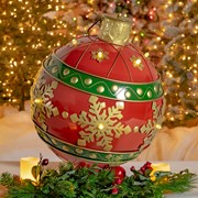 Zaer Ltd International 28.5" Tall Oversized Metal Christmas Ball Decoration with LED Lights ZR210465 View 2