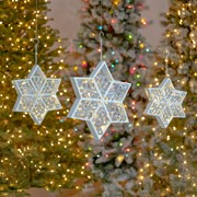 Zaer Ltd International Set of 3 Hanging Light-Up Six-Point Star Snowflakes in Assorted Sizes ZR210468-SET View 2