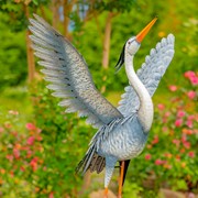 Zaer Ltd. International Set of Two 36.5" Tall Great Blue Heron Iron Garden Figurines ZR217090-SET View 2