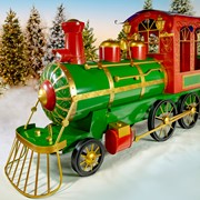 Zaer Ltd. International 16 ft. Long XL Iron Christmas Train with Cart "The Flying Santa" ZR200888-RG View 2