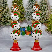 Zaer Ltd. International 6 ft. Tall Iron Christmas Ornament Tower with Black & White Polka Dots ZR220425 View 2