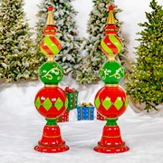 Zaer Ltd. International 5.5 ft. Tall Classic Christmas Ornament Tower in Red, Green, & Gold ZR220427 View 2