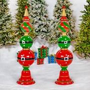 Zaer Ltd. International 5.5 ft. Tall Santa Inspired Christmas Ornament Tower with Belt Buckles ZR220428 View 2