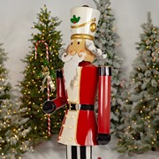 Zaer Ltd International 65" Tall Standing Iron Nutcracker with Candy Cane & LED Lights "Christopher" ZR220430 View 2