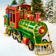 Zaer Ltd. International 12.5ft. Large Iron Christmas Train with Cart & Lanterns "The North Pole Express" ZR200777-RG View 2