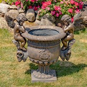 Zaer Ltd. International 36.5" Tall Large Magnesium Urn with Cherubs in Antique Bronze "Amorini" ZR410360-BZ View 2