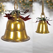 Zaer Ltd International Set of 9 Assorted Antique Gold Oversized Hanging Metal Christmas Bells ZR200891-SET View 2