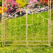 Zaer Ltd. International 96" Tall Garden Gate Archway with 2 Side Plant Stands in Ant. White "Genevieve" ZR135980-AW View 2