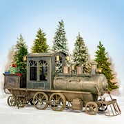 Zaer Ltd. International 12.5ft. Large Antique Bronze Train with Cart & Lanterns "The North Pole Express" ZR200777-BZ View 2