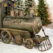 Zaer Ltd. International 16 ft. Long XL Antique Bronze Iron Train "The Flying Santa" ZR200888-BZ View 2