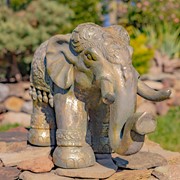 Zaer Ltd International Magnesium Boho Elephant Statue in Frosted Gold ZR180388-FG View 2