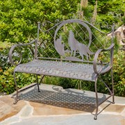 Zaer Ltd International Classic Outdoor Bench with Howling Wolf & Moon Silhouette "Gunnison" ZR220866-BZ View 2