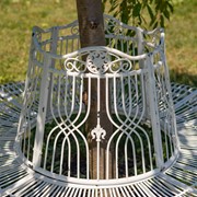 Zaer Ltd. International 61.5" Victorian Style Round Metal Tree Bench in Antique White "Paris 1968 ZR150645-AW View 2