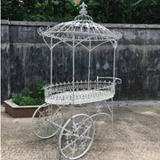 Zaer Ltd. International Pre-Order: "La Rochelle" Parisian Inspired Iron Flower Cart in Verdi Green ZR200424-VG View 2