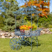 Zaer Ltd. International "La Rochelle" Parisian Inspired Flower Cart with Fleur-de-lis Details in Blue ZR200424-BL View 2