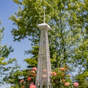 Zaer Ltd. International 9ft. Tall Two-Tier Eiffel Tower- Inspired Iron Plant Stand in Antique White ZR220882-AW View 2