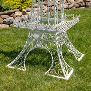 Zaer Ltd. International 10.6ft. Tall Eiffel Tower-Inspired Two-Tiered Metal Plant Stand in Antique White ZR220883-AW View 2