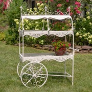 Zaer Ltd. International 6.5ft. Tall 2-Tier Parisian-Inspired Iron Flower Cart in Antique White "Avignon" ZR220885-AW View 2