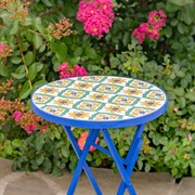 Zaer Ltd. International "Nantucket" 23in. Tall Mosaic Folding Plant Stand - White/Yellow/Blue ZR850716 View 2