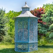 Zaer Ltd. International 10ft. Tall Asian-Inspired Iron Garden House Gazebo in Baby Blue "Dynasty" ZR230418-LB View 2