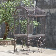 Zaer Ltd. International 82" Tall Large Iron Flower Cart with Curved Roof in Antique Bronze "Paris 1968" ZR200200-BZ View 2