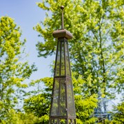 Zaer Ltd. International 9ft. Tall Two-Tier Eiffel Tower-Inspired Iron Plant Stand in Copper-Brown ZR220882-CB View 2