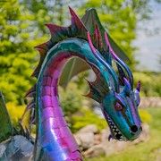 Zaer Ltd International 6ft. Tall Large Metal Dragon Statue with Oil-Slick Finish "Fiery Falkor" ZR190859 View 2