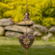 Zaer Ltd International 96.25" Long Antique Bronze Iron Rain Chain with Hearts & Bell Accents ZR235176 View 2