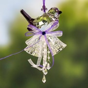 Zaer Ltd. International Hanging Acrylic Sparrow Ornaments with Bells in 6 Assorted Colors ZR516516 View 3