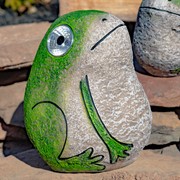 Zaer Ltd International Pre-Order: Set of 3 Solar "Rock" Frogs with Light Up Eyes VA100005-SET View 3