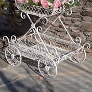 Zaer Ltd. International Pre-Order: Two Tier Iron Flower Push Cart in Antique White "Odesa 1794" ZR160260-AW View 3