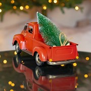 Zaer Ltd International 15" Distressed Red Pickup Truck with Christmas Tree ZR361100 View 3