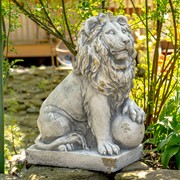 Zaer Ltd International Pre-Order: S/2 26.5"T. Magnesium Lion Sentry Statues in Grey "Marloni & Antonio" ZR560270-GY View 3