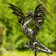 Zaer Ltd International Pre-Order: 84.75" Tall Iron Dragon Swing Stake "Dayfyre" ZR191048 View 3