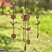 Zaer Ltd International Pre-Order: 39" Long Antique Copper Hanging Birdhouse Wind Chime "Cottage” ZR190557-A View 3